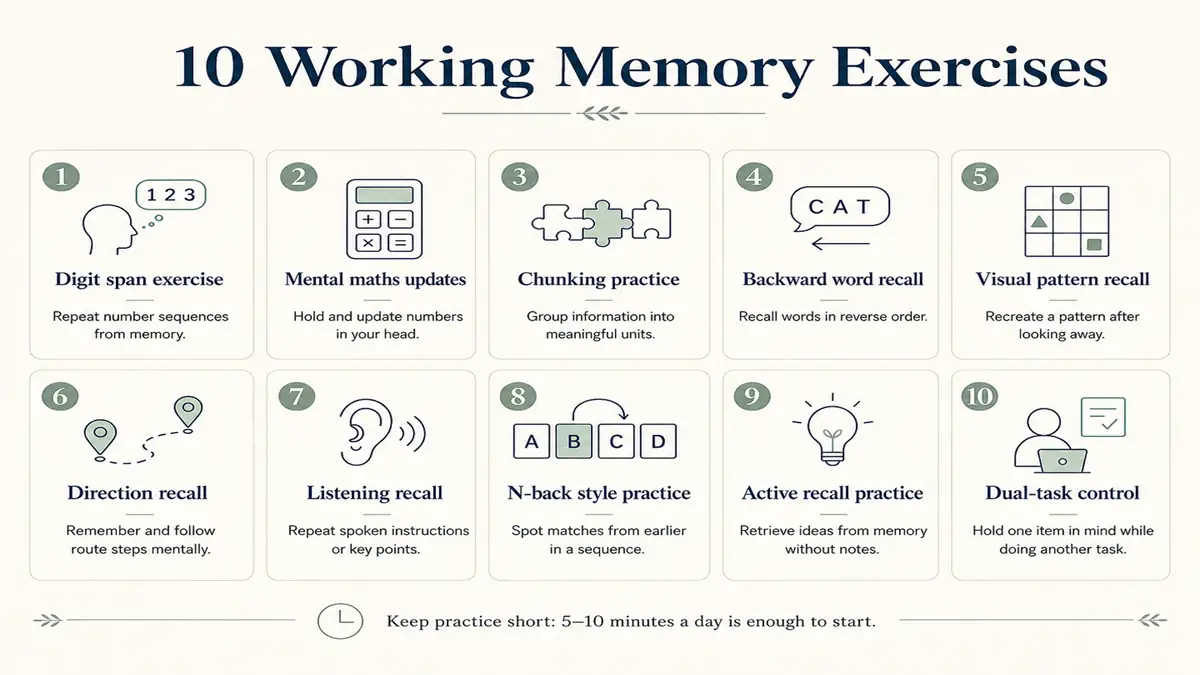 How to Improve Working Memory: 10 Practical Exercises