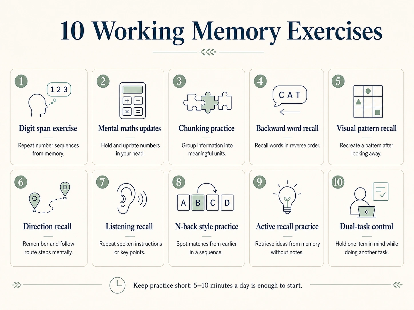 How to Improve Working Memory: 10 Practical Exercises